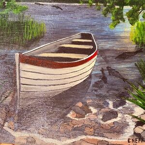 Serene Boat Scene Canvas Art
